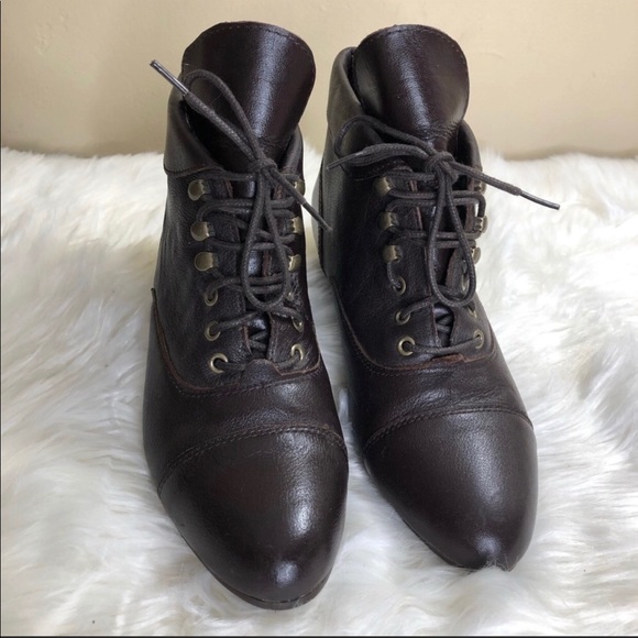 Leather Craft Shoes - Katelyn Lace Up Ankle Booties